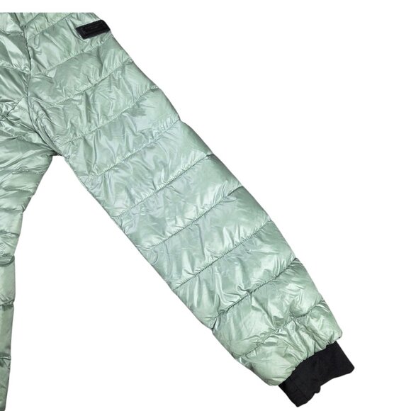 BCBG MAXAZRIA Puffer Jacket Womens Large Hooded Green Light Weight Down Filled - Picture 5 of 12